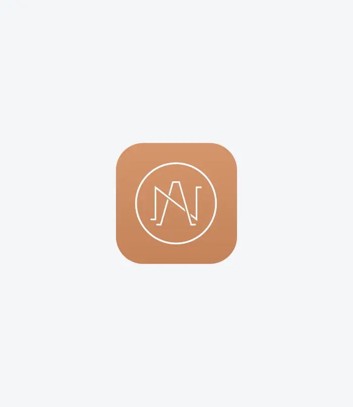 Abstract monogram logo mark in a circle badge