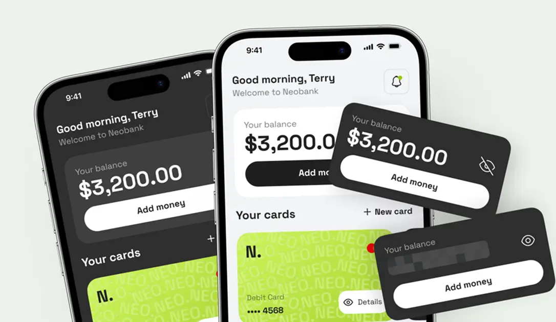 US Neobank mobile banking app built with React Native — card management and transfers