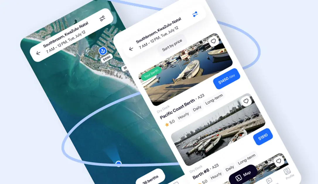 Docky yacht booking marketplace app built with React Native
