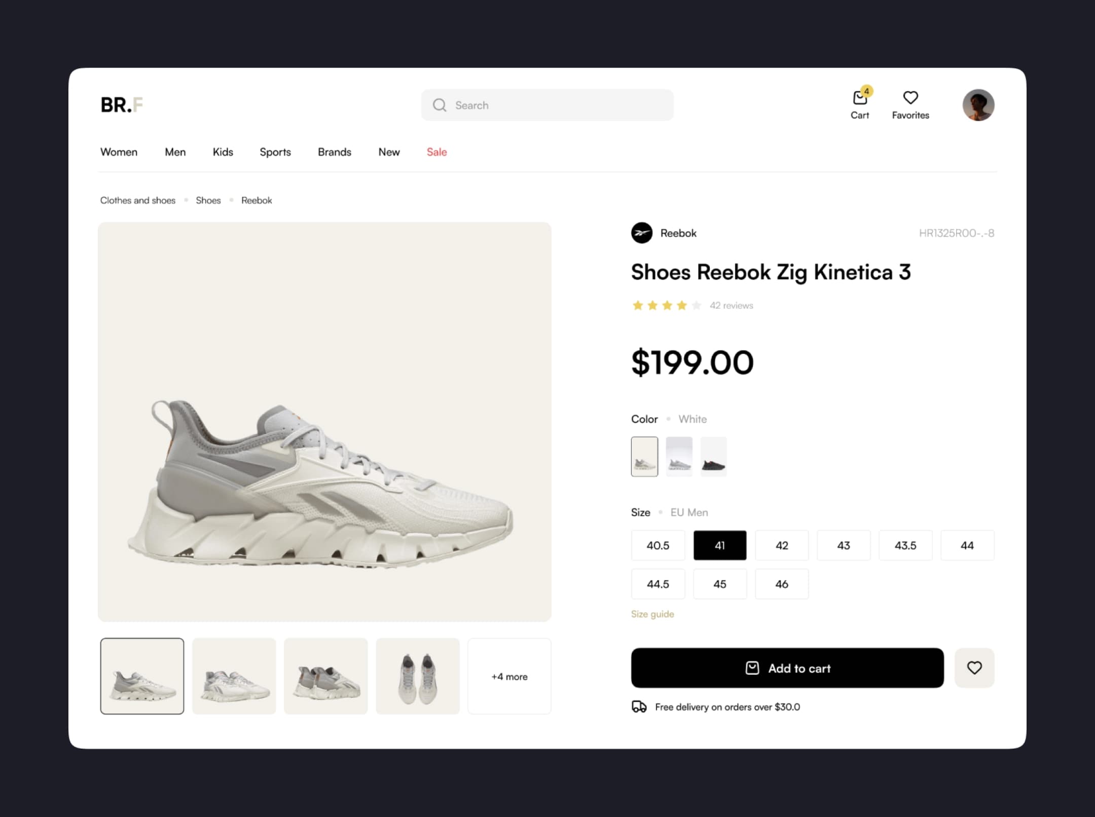 Custom ecommerce storefront product page design concept