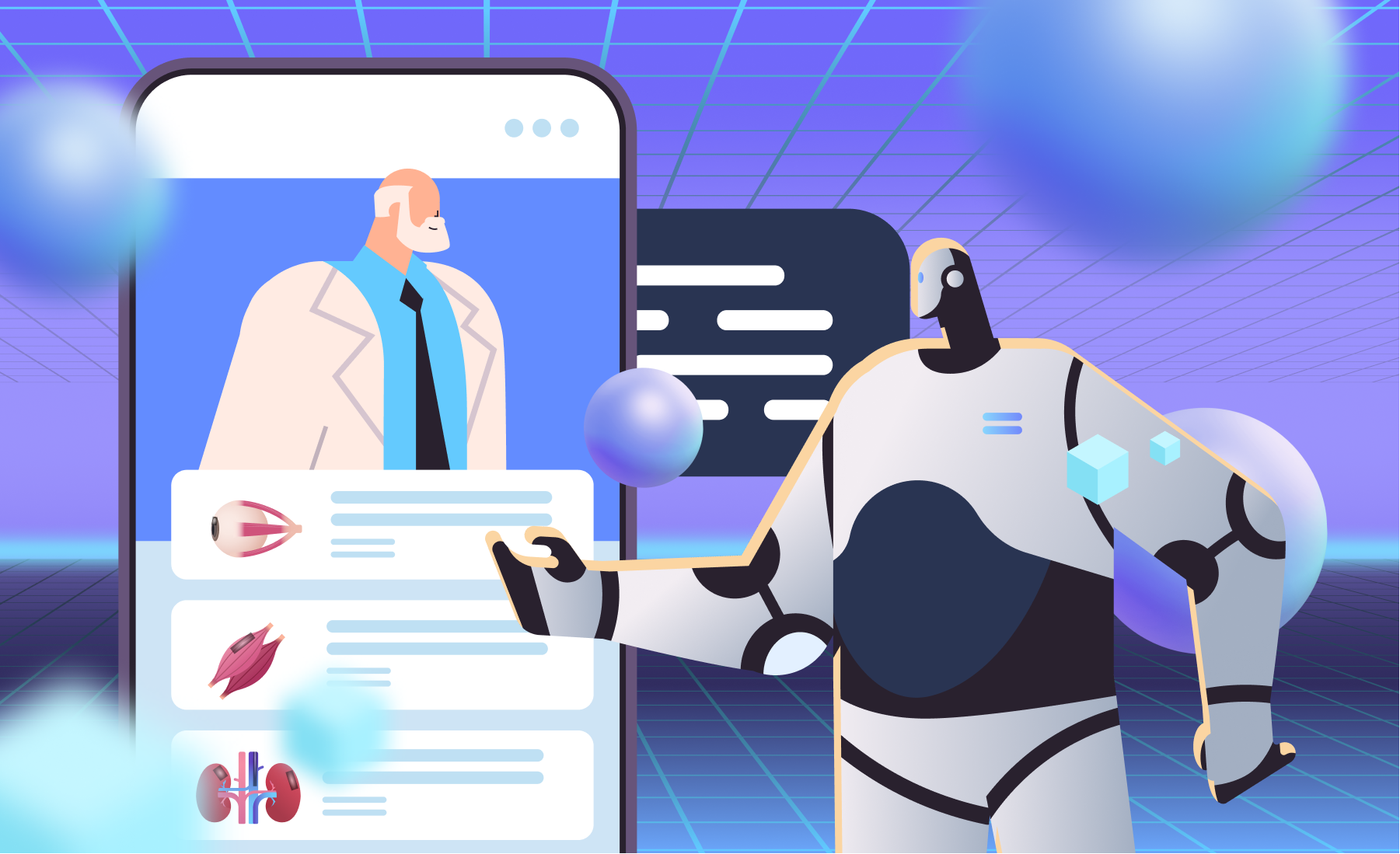 How do backend AI integrations in healthcare improve electronic health records: the doctor shakes hands with his robot assistant