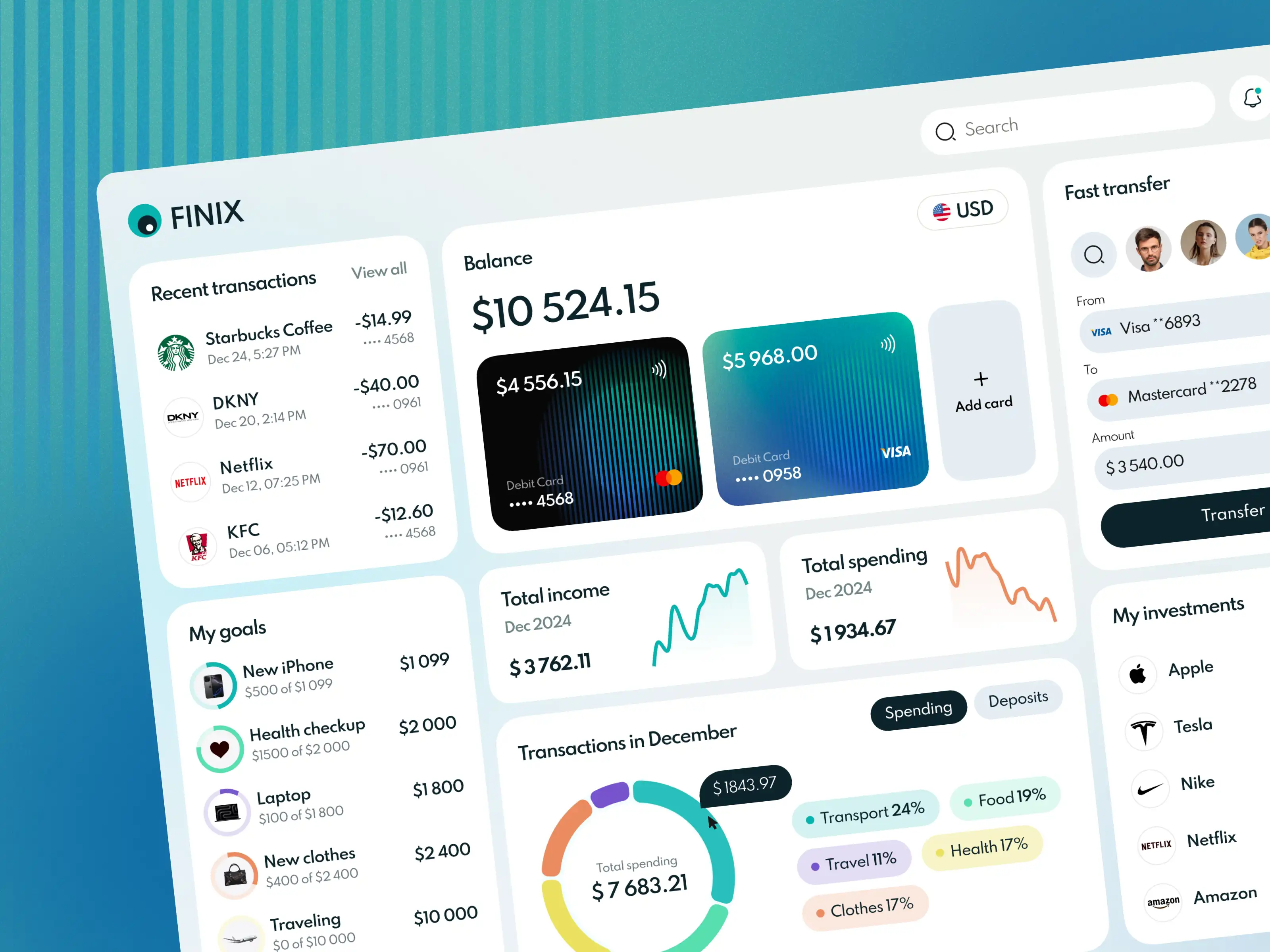 Investments and Savings Goals Tracking in Banking Web App