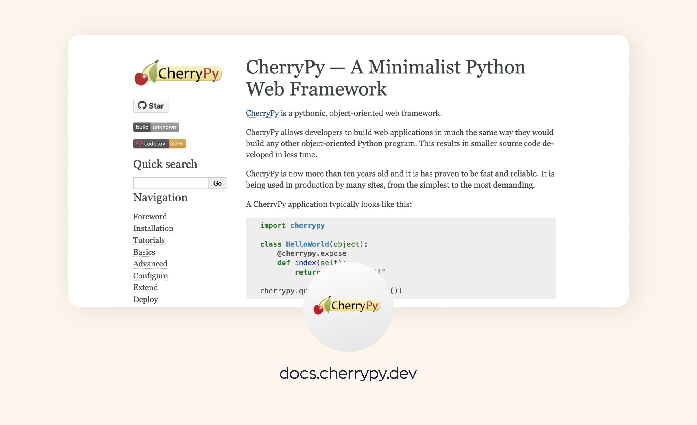 Python most popular frameworks overview: CherryPy