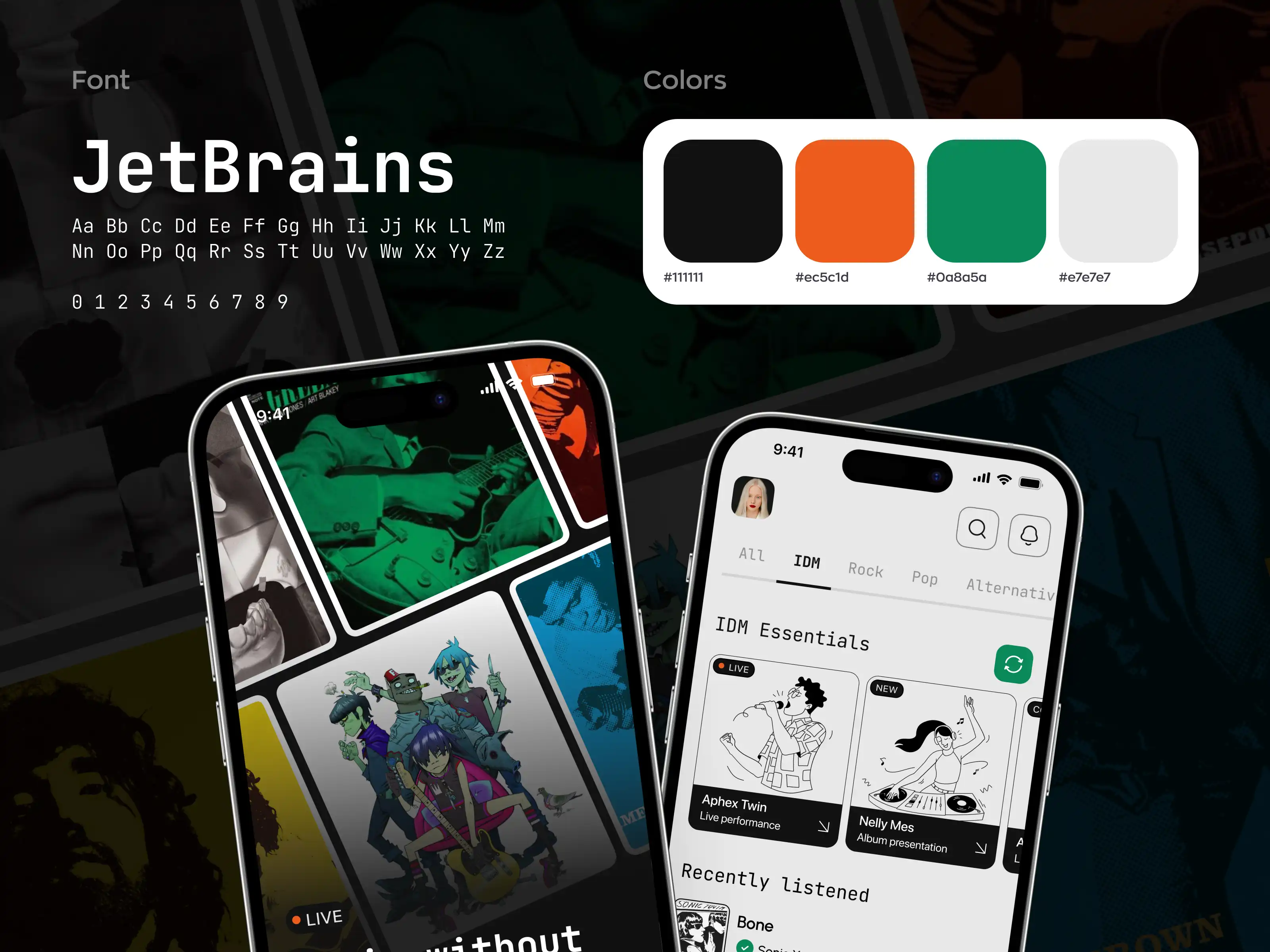 Light Themed Music App Design with Grunge Style Elements
