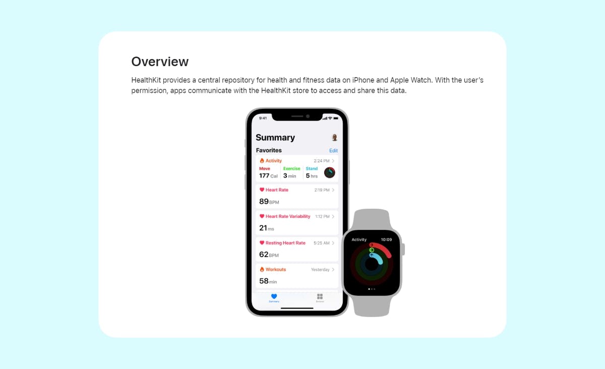 Apple’s HealthKit is a repository that can be used in the process of telemedicine app development
