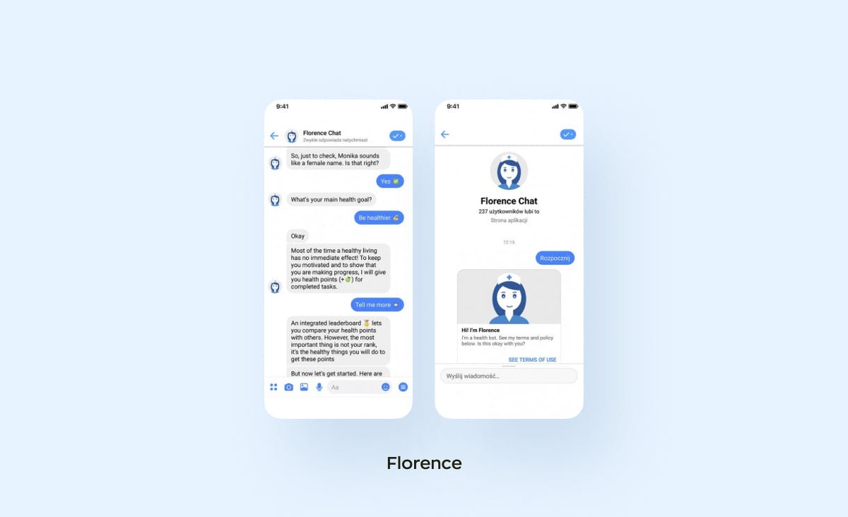 Florence is an example of AI chatbot development for monitoring health