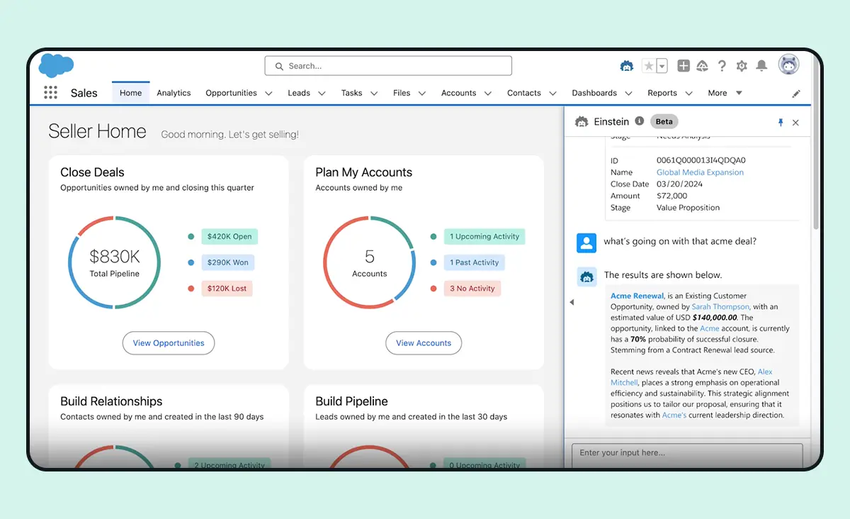 Enterprise web application development: Salesforce CRM AI features