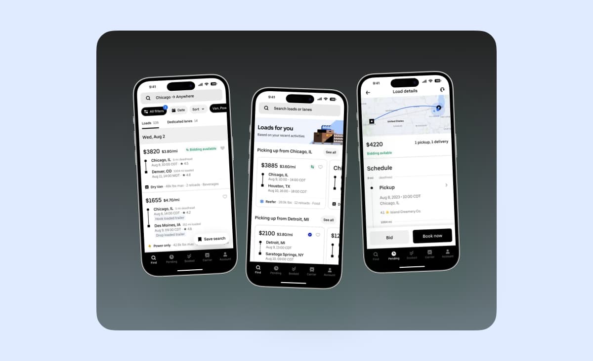 Enterprise mobile app development: Uber Freight’s logistics function that can be presented in enterprise mobile apps