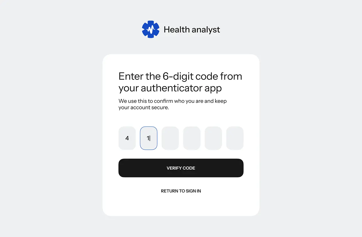 Two-factor authentication screen prompting for a six-digit app code.