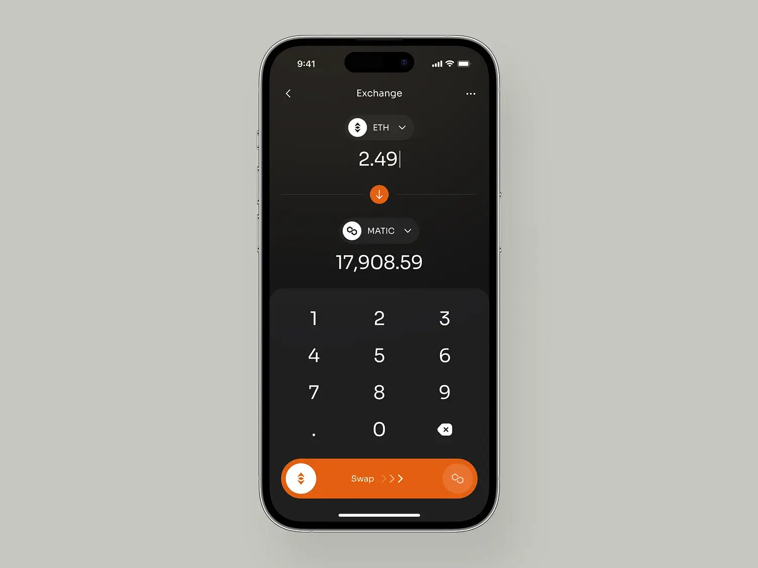 Currency and Blockchain Selection Interface in Crypto Wallet App