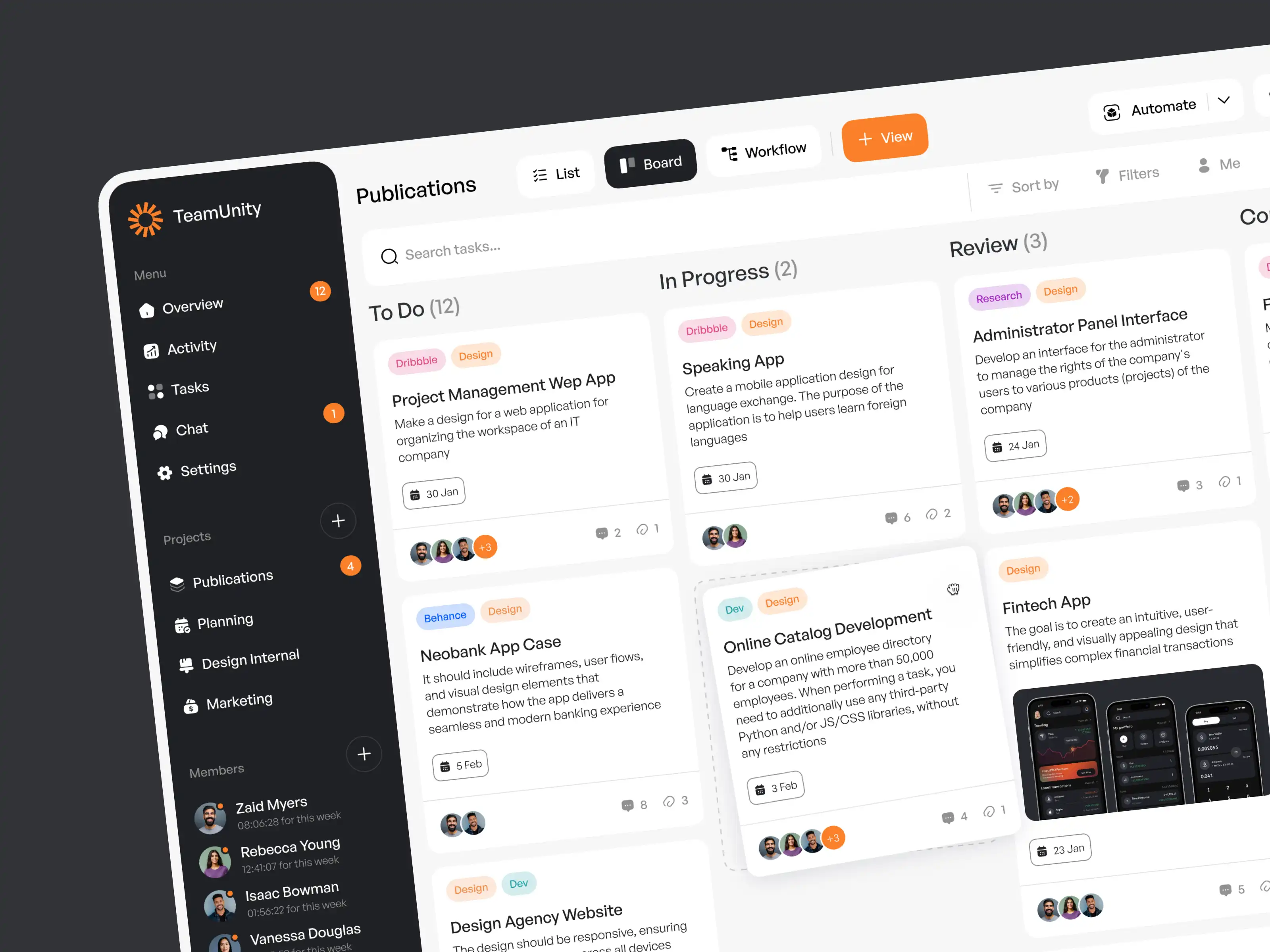 Search and Filter Functions in Project Management Web App