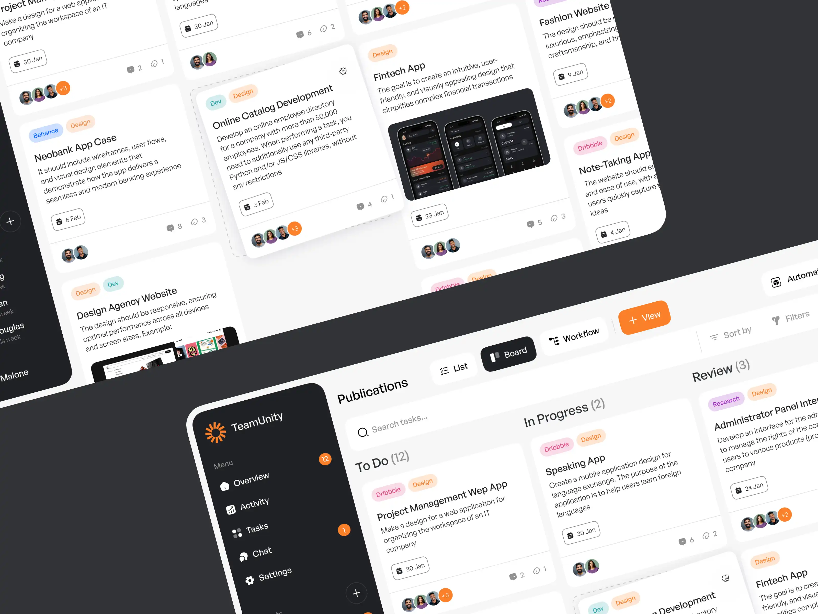 Visual Task Categorization by Status in Web App