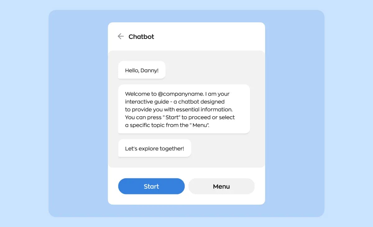 An image giving an example of a chatbot that help to autome business workflow in the HR field by letting employees onboard without involving human resources.