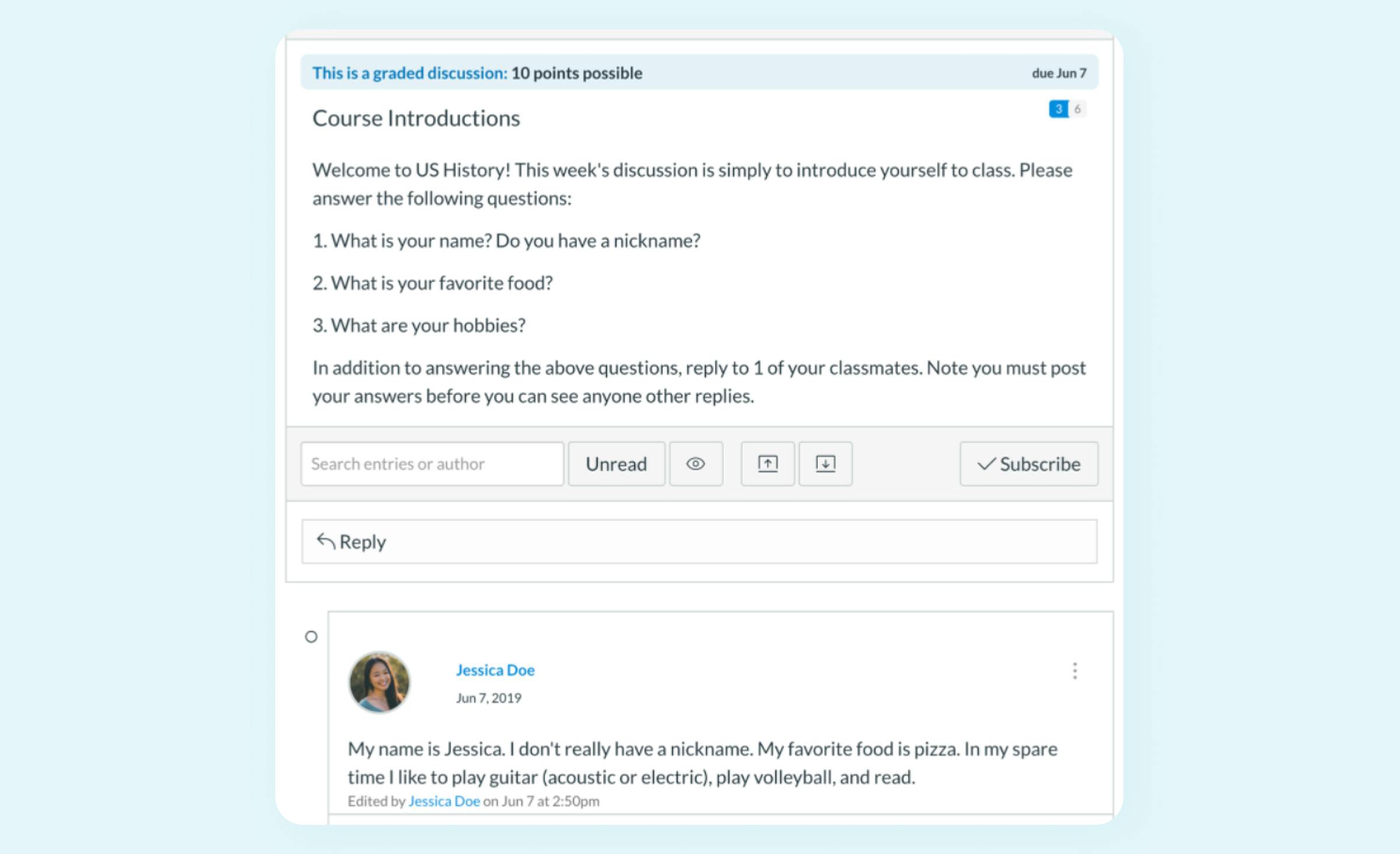 Threaded discussions from Canvas LMS. Add communication features to you custom LMS to facilitate blended learning strategies